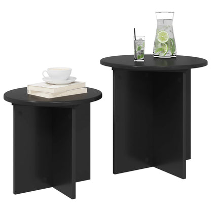 Side Table Set with Storage 2 pcs Black Oak Engineered Wood