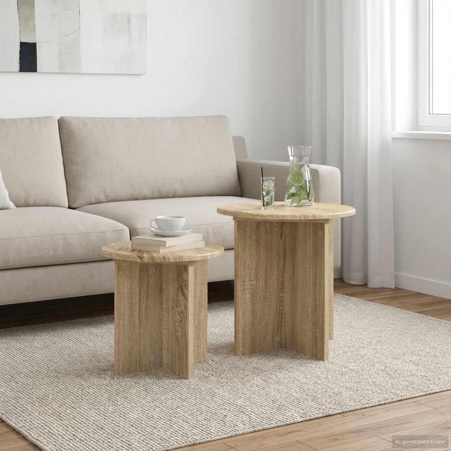 Side Table Set with Storage 2 pcs Sonoma Oak Engineered Wood