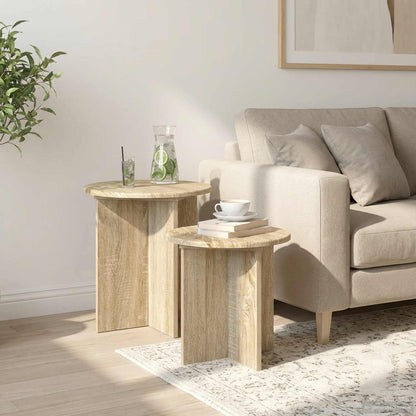 Side Table Set with Storage 2 pcs Sonoma Oak Engineered Wood