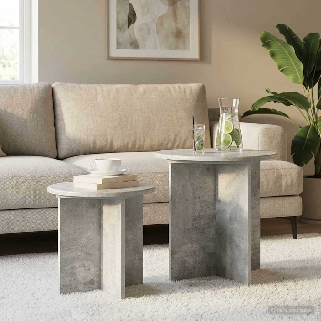 Side Table Set with Storage 2 pcs Concrete Grey Engineered Wood