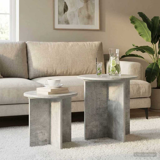 Side Table Set 2 pcs Concrete Grey Ø 45 x 45 cm Engineered Wood