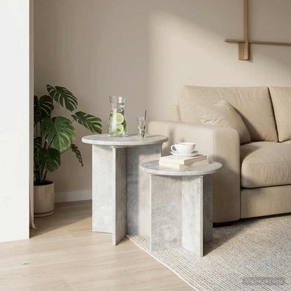 Side Table Set with Storage 2 pcs Concrete Grey Engineered Wood