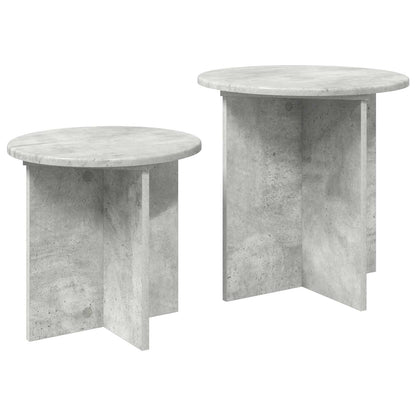 Side Table Set with Storage 2 pcs Concrete Grey Engineered Wood