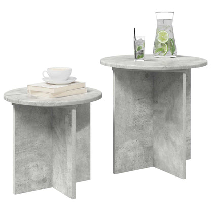Side Table Set with Storage 2 pcs Concrete Grey Engineered Wood