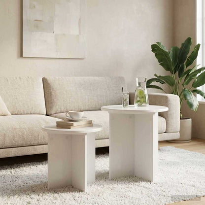 Side Table Set 2 pcs High Gloss White Engineered Wood