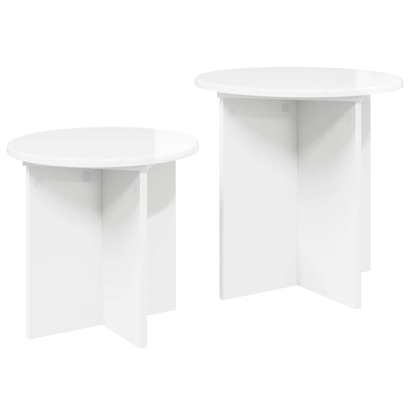 Side Table Set 2 pcs High Gloss White Engineered Wood