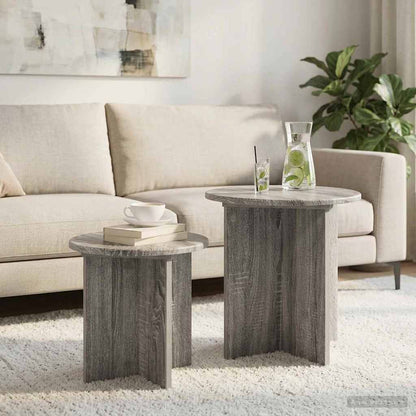 Side Table Set with Storage 2 pcs Grey Sonoma Engineered Wood