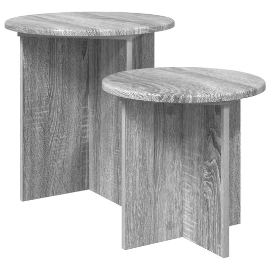 Side Table Set 2 pcs Grey Sonoma Ø 45 x 45 cm Engineered Wood