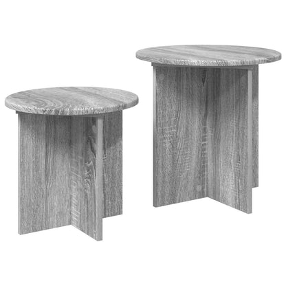 Side Table Set with Storage 2 pcs Grey Sonoma Engineered Wood