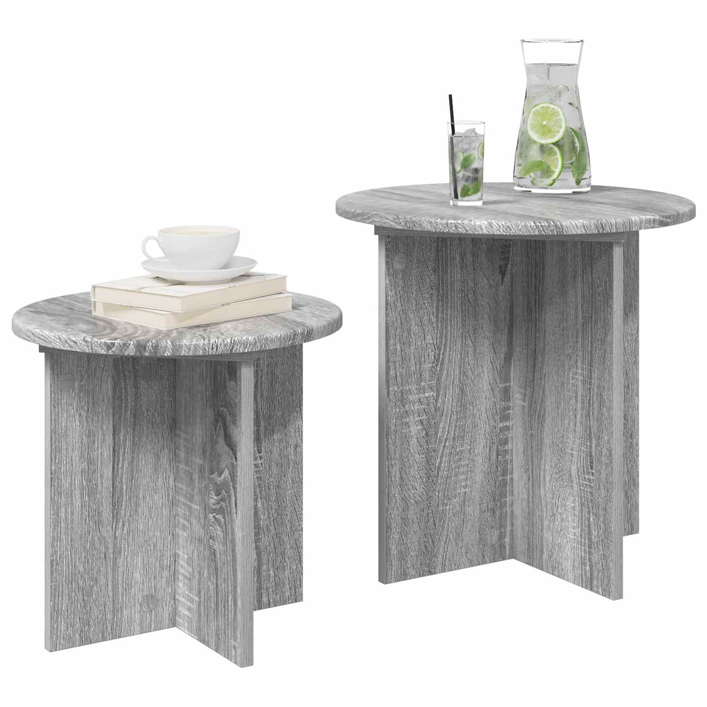 Side Table Set with Storage 2 pcs Grey Sonoma Engineered Wood
