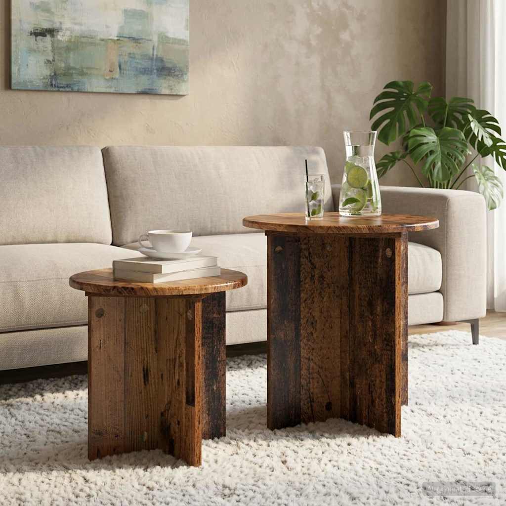 Side Table Set 2 pcs Old Wood Engineered Wood