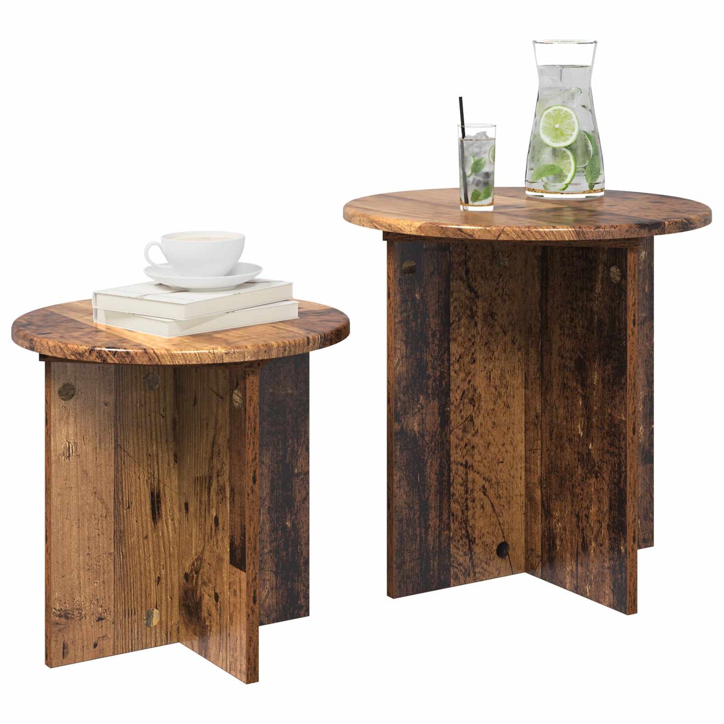 Side Table Set 2 pcs Old Wood Engineered Wood
