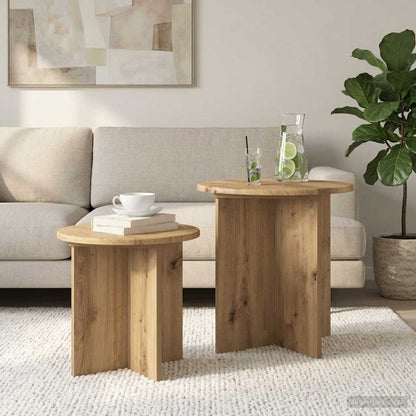 Side Table Set with Storage 2 pcs Artisan Oak Engineered Wood