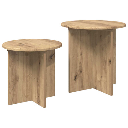 Side Table Set with Storage 2 pcs Artisan Oak Engineered Wood