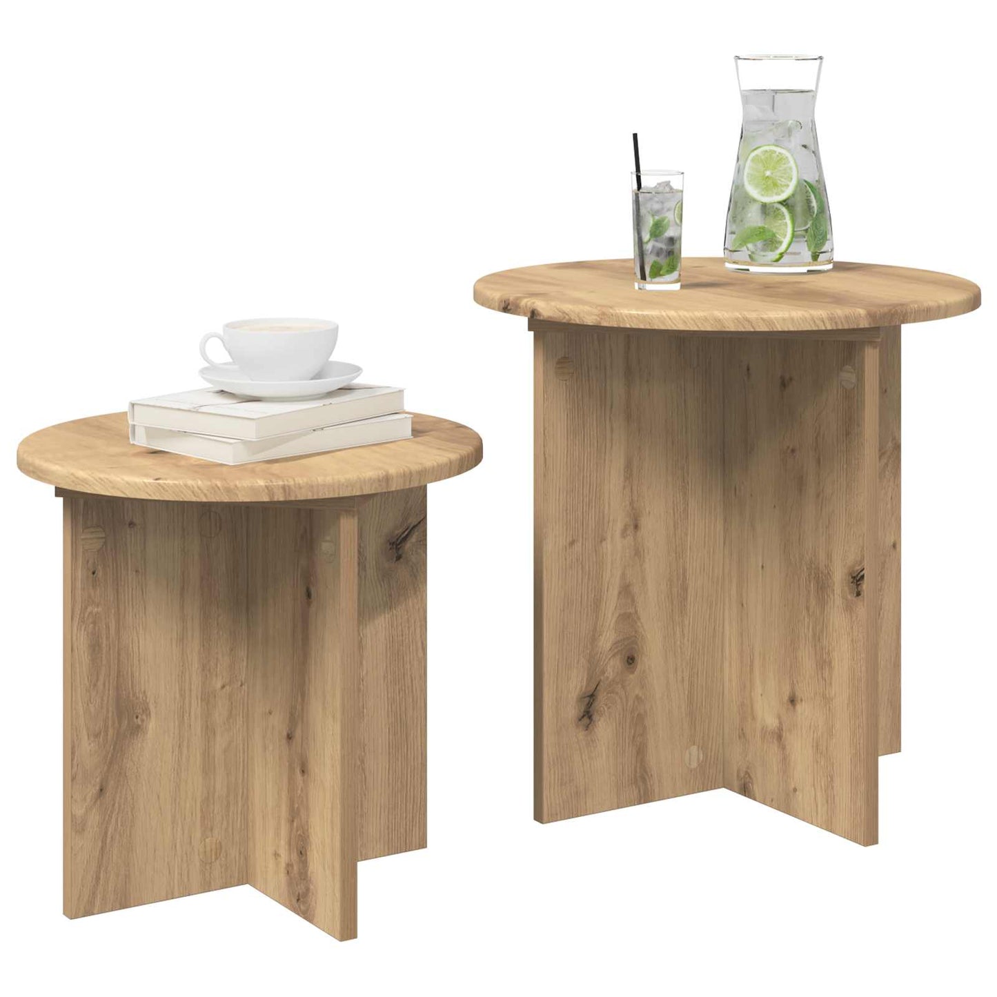 Side Table Set with Storage 2 pcs Artisan Oak Engineered Wood