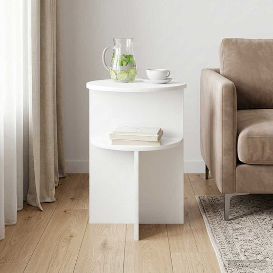 Side Table with Storage White Ø 39.5 x 55 cm Engineered Wood