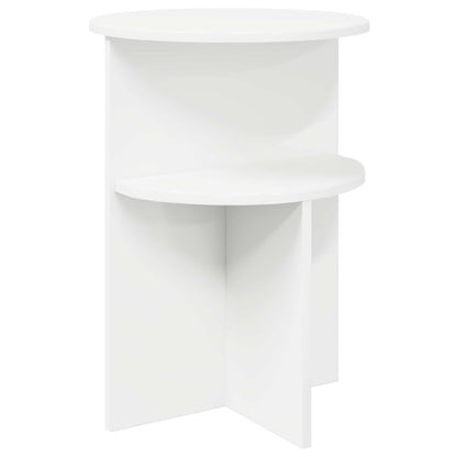 Side Table with Storage White Ø 39.5 x 55 cm Engineered Wood