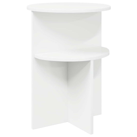 Side Table with Storage White Ø 39.5 x 55 cm Engineered Wood