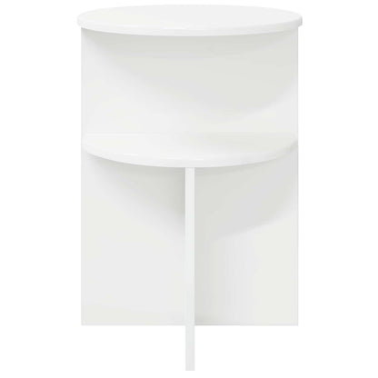 Side Table with Storage White Ø 39.5 x 55 cm Engineered Wood