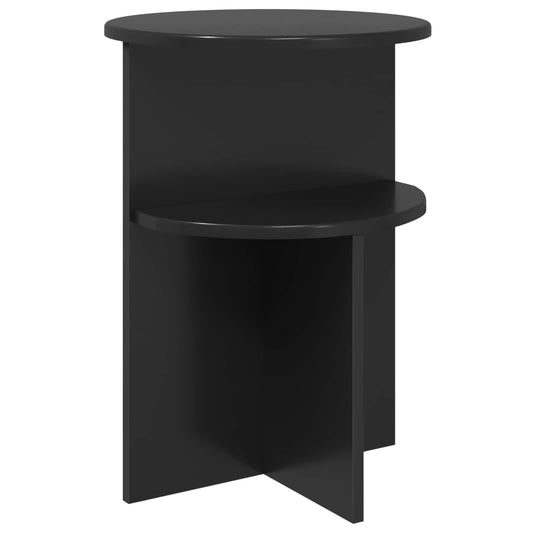Side Table Black Oak Ø 39.5 x 55 cm Engineered Wood