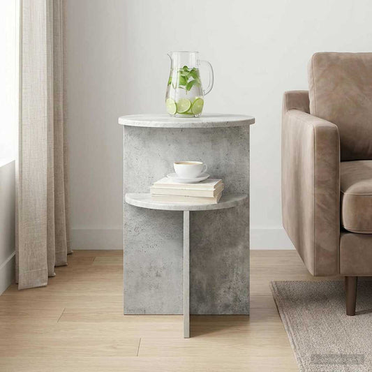 Side Table Concrete Grey Ø 39.5 x 55 cm Engineered Wood