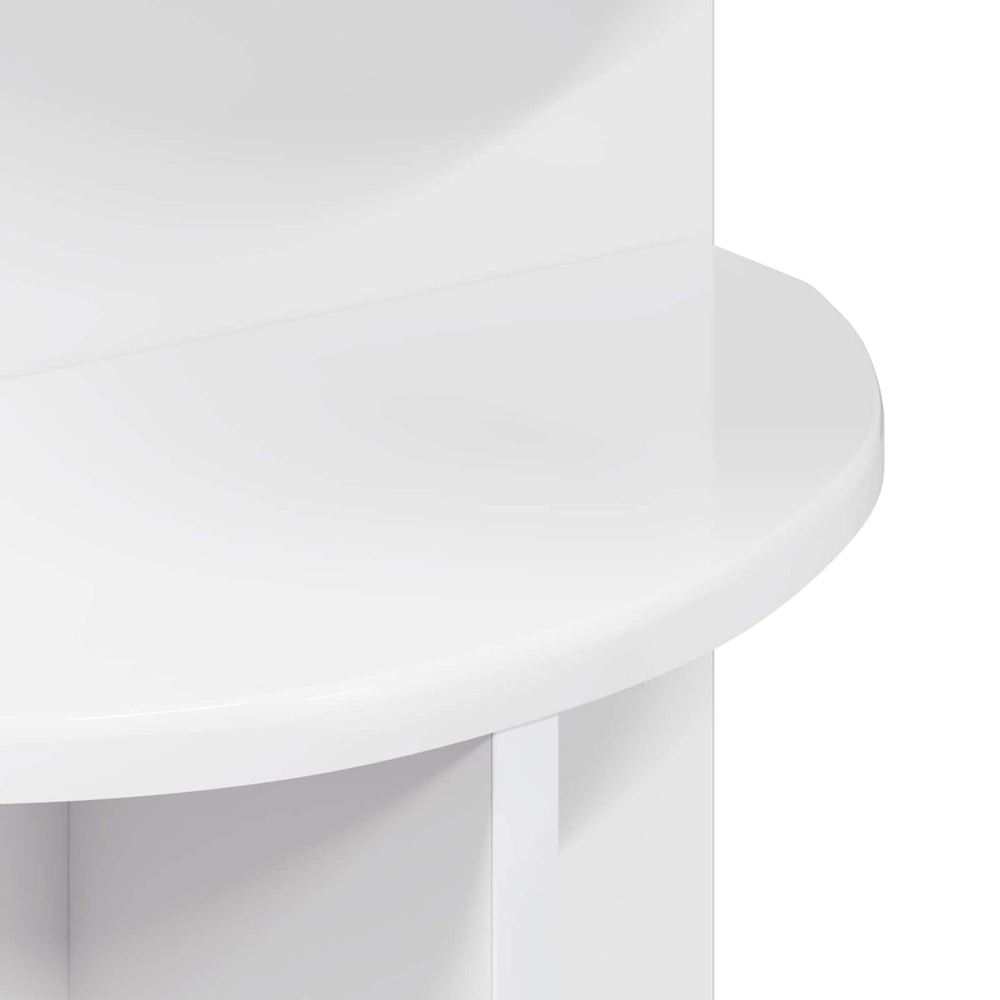 Side Table High Gloss White Ø 39.5 x 55 cm Engineered Wood