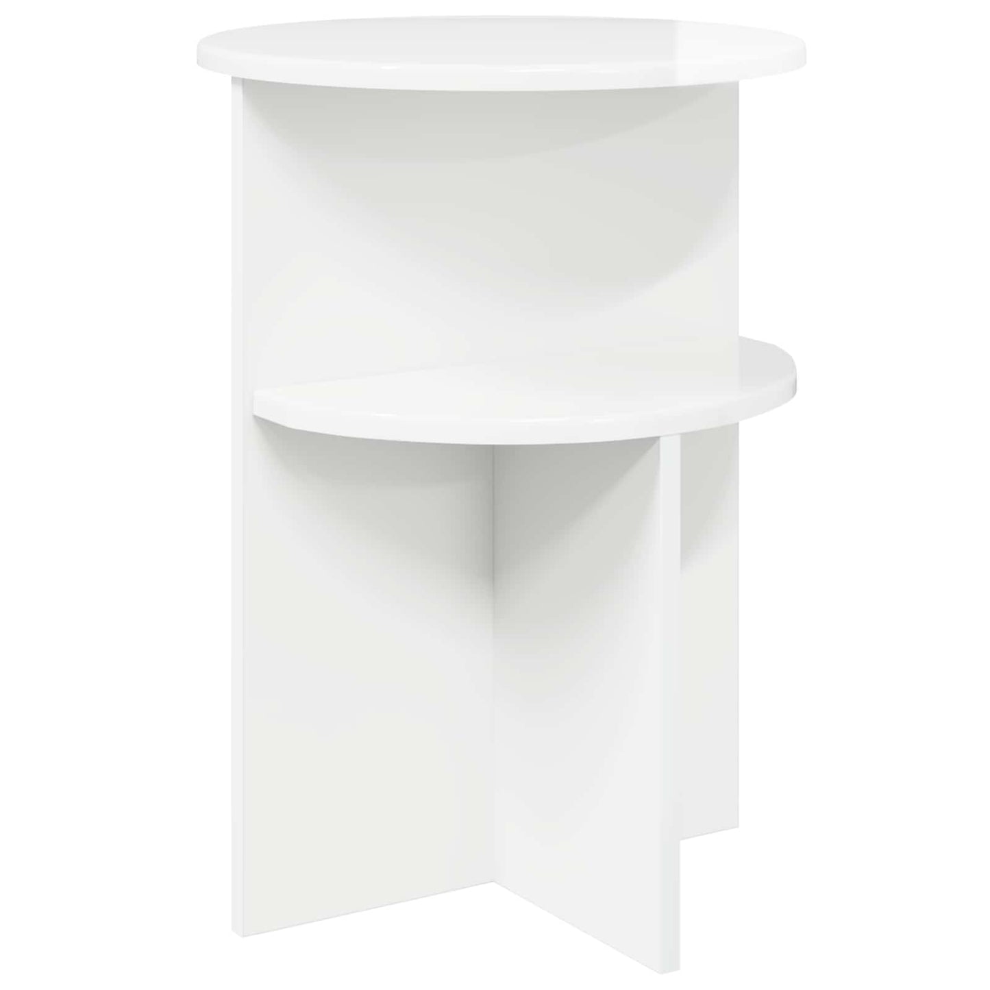 Side Table High Gloss White Ø 39.5 x 55 cm Engineered Wood