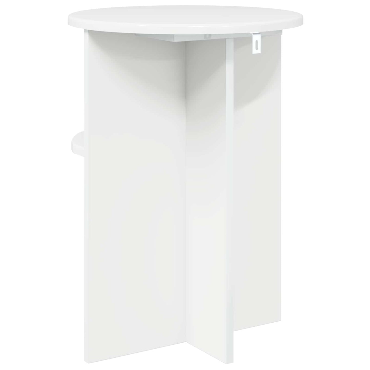 Side Table High Gloss White Ø 39.5 x 55 cm Engineered Wood