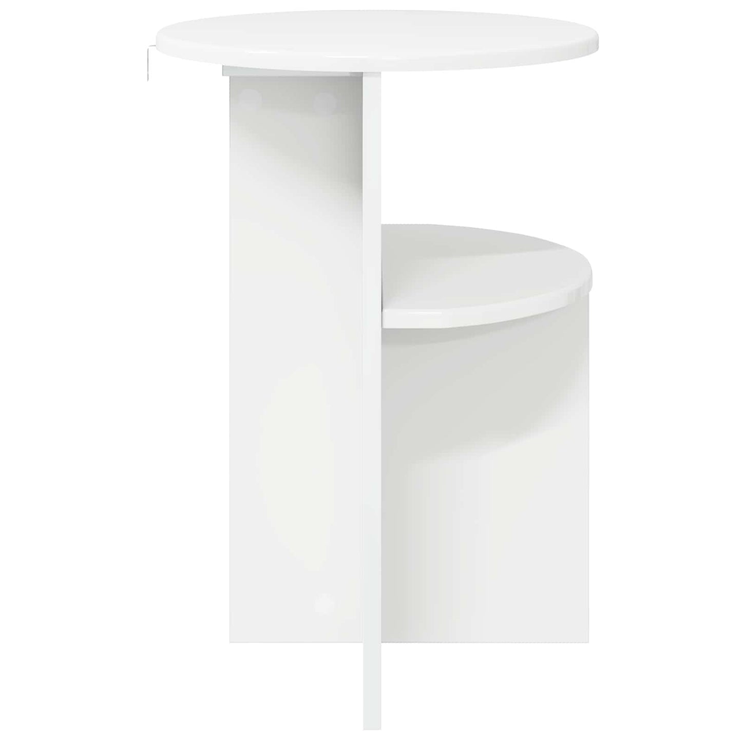 Side Table High Gloss White Ø 39.5 x 55 cm Engineered Wood
