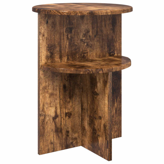 Side Table Smoked Oak Ø 39.5 x 55 cm Engineered Wood