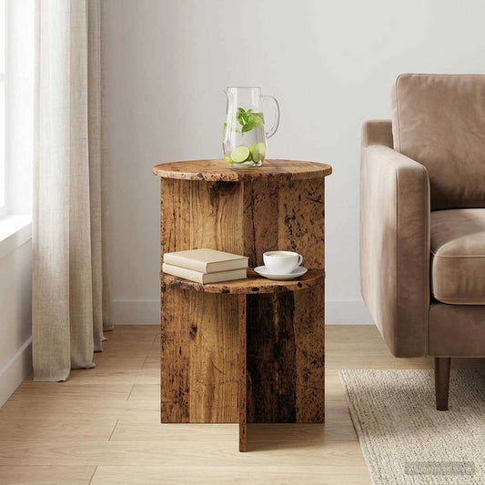 Side Table with Storage Old Wood Ø 39.5 x 55 cm Engineered Wood