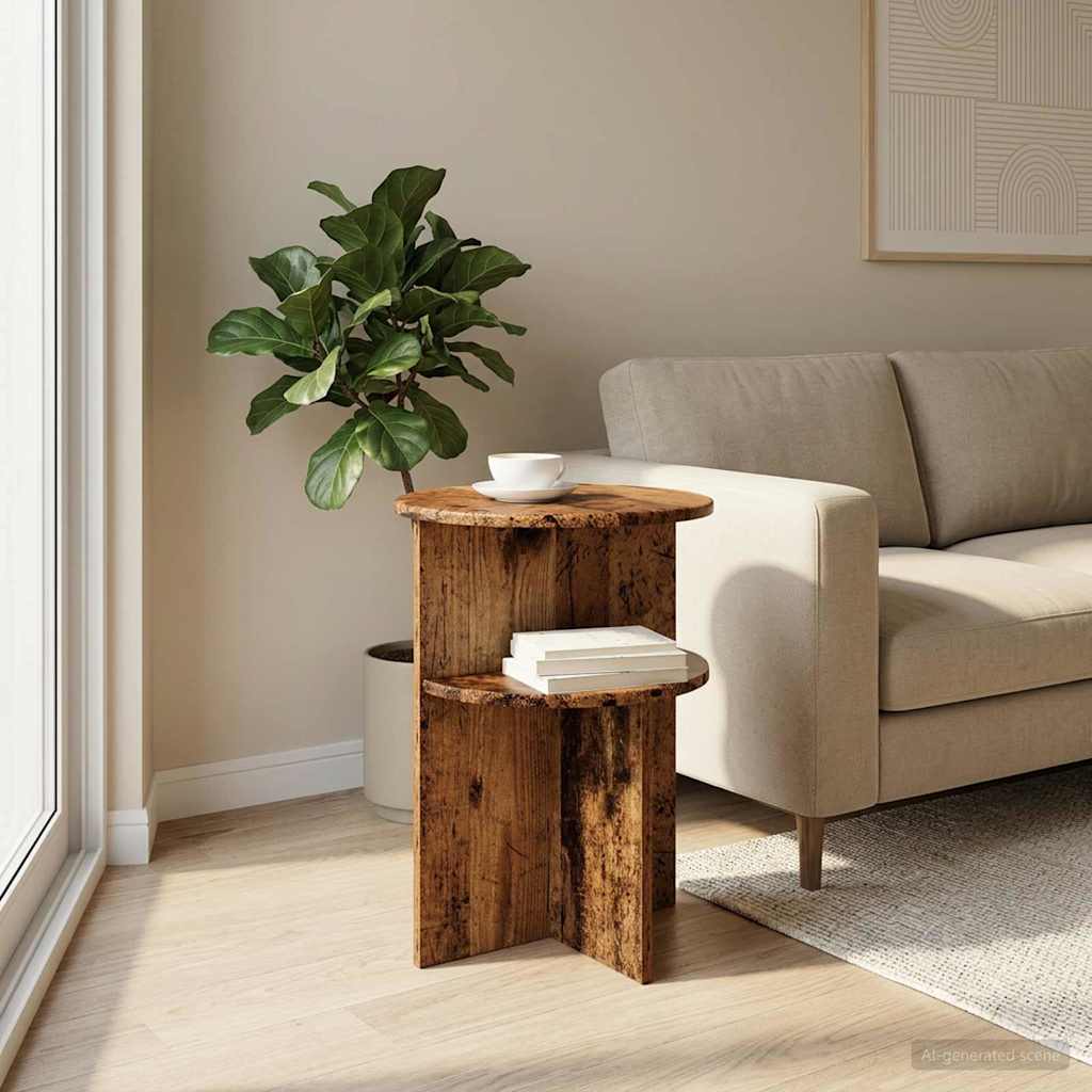 Side Table with Storage Old Wood Ø 39.5 x 55 cm Engineered Wood