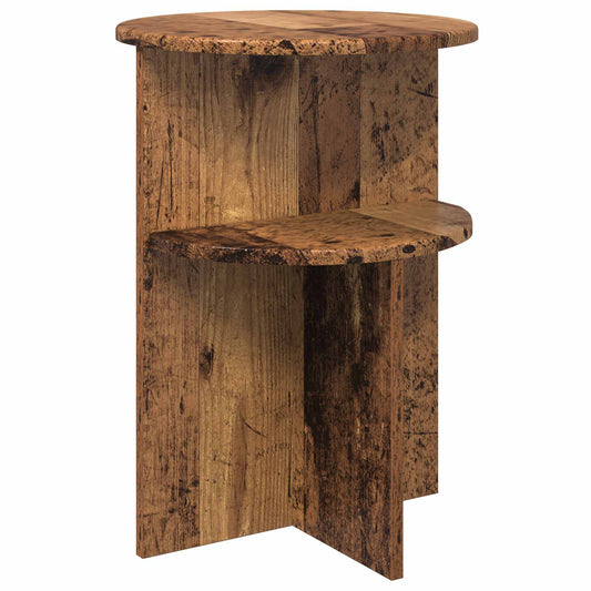 Side Table with Storage Old Wood Ø 39.5 x 55 cm Engineered Wood