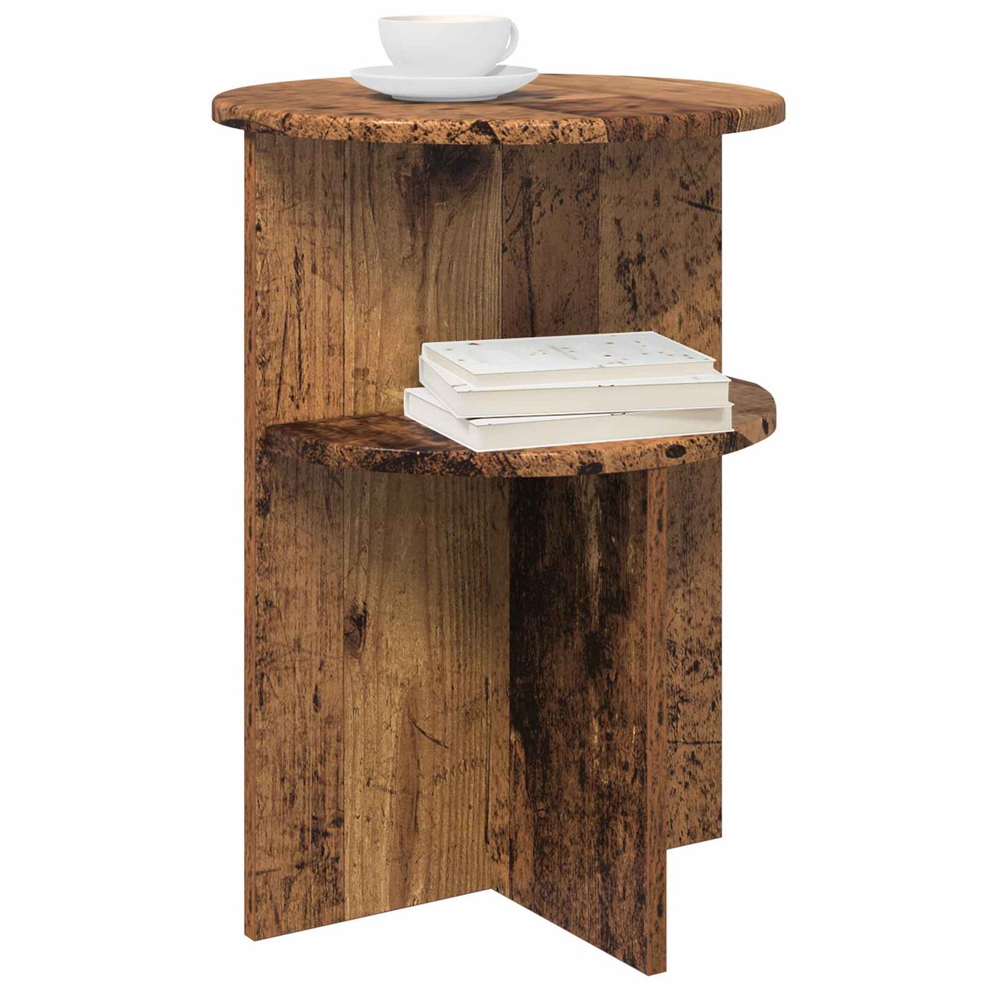 Side Table with Storage Old Wood Ø 39.5 x 55 cm Engineered Wood