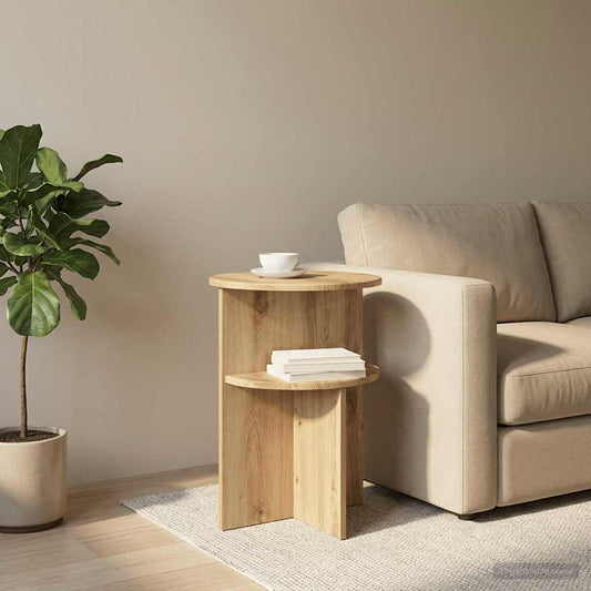 Side Table Artisan Oak Ø 39.5 x 55 cm Engineered Wood