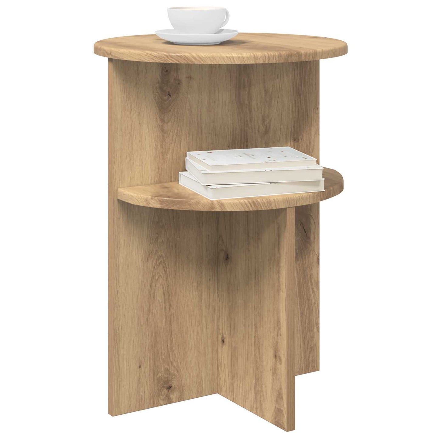 Side Table Artisan Oak Ø 39.5 x 55 cm Engineered Wood