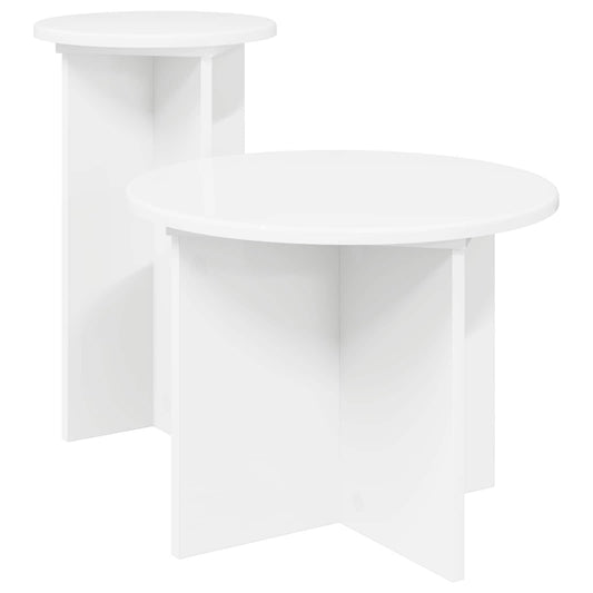 Side Table Set 2 pcs White Ø 45 x 35 cm Engineered Wood