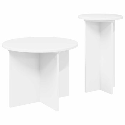 Side Table Set with Storage 2 pcs White Engineered Wood