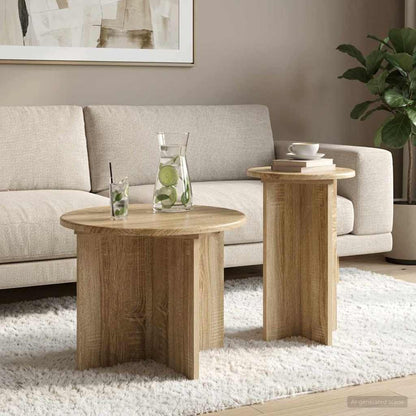 Side Table Set with Storage 2 pcs Sonoma Oak Engineered Wood