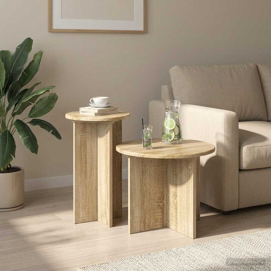 Side Table Set 2 pcs Sonoma Oak Ø 45 x 35 cm Engineered Wood