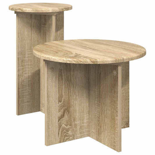 Side Table Set 2 pcs Sonoma Oak Ø 45 x 35 cm Engineered Wood
