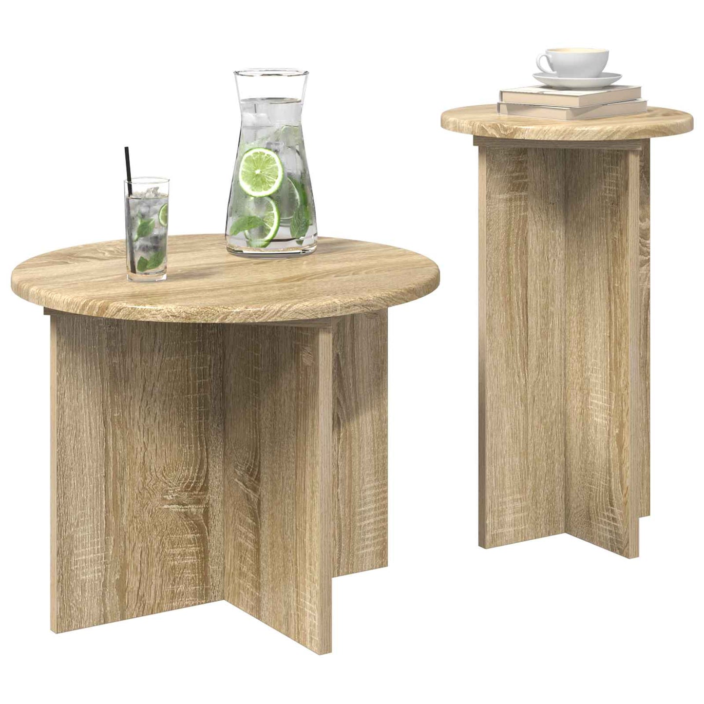 Side Table Set with Storage 2 pcs Sonoma Oak Engineered Wood