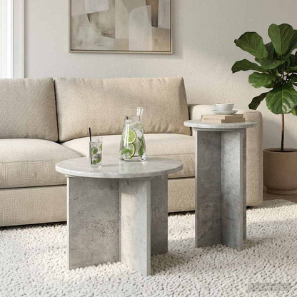 Side Table Set with Storage 2 pcs Concrete Grey Engineered Wood