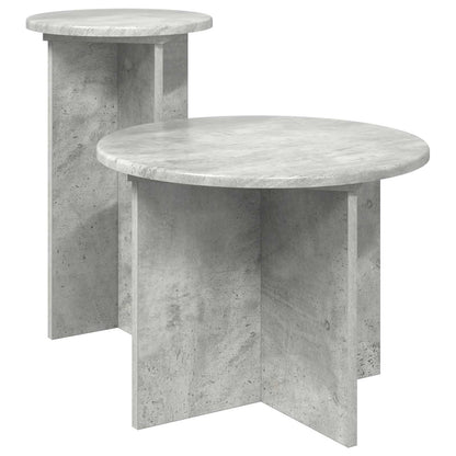 Side Table Set with Storage 2 pcs Concrete Grey Engineered Wood