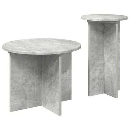 Side Table Set with Storage 2 pcs Concrete Grey Engineered Wood