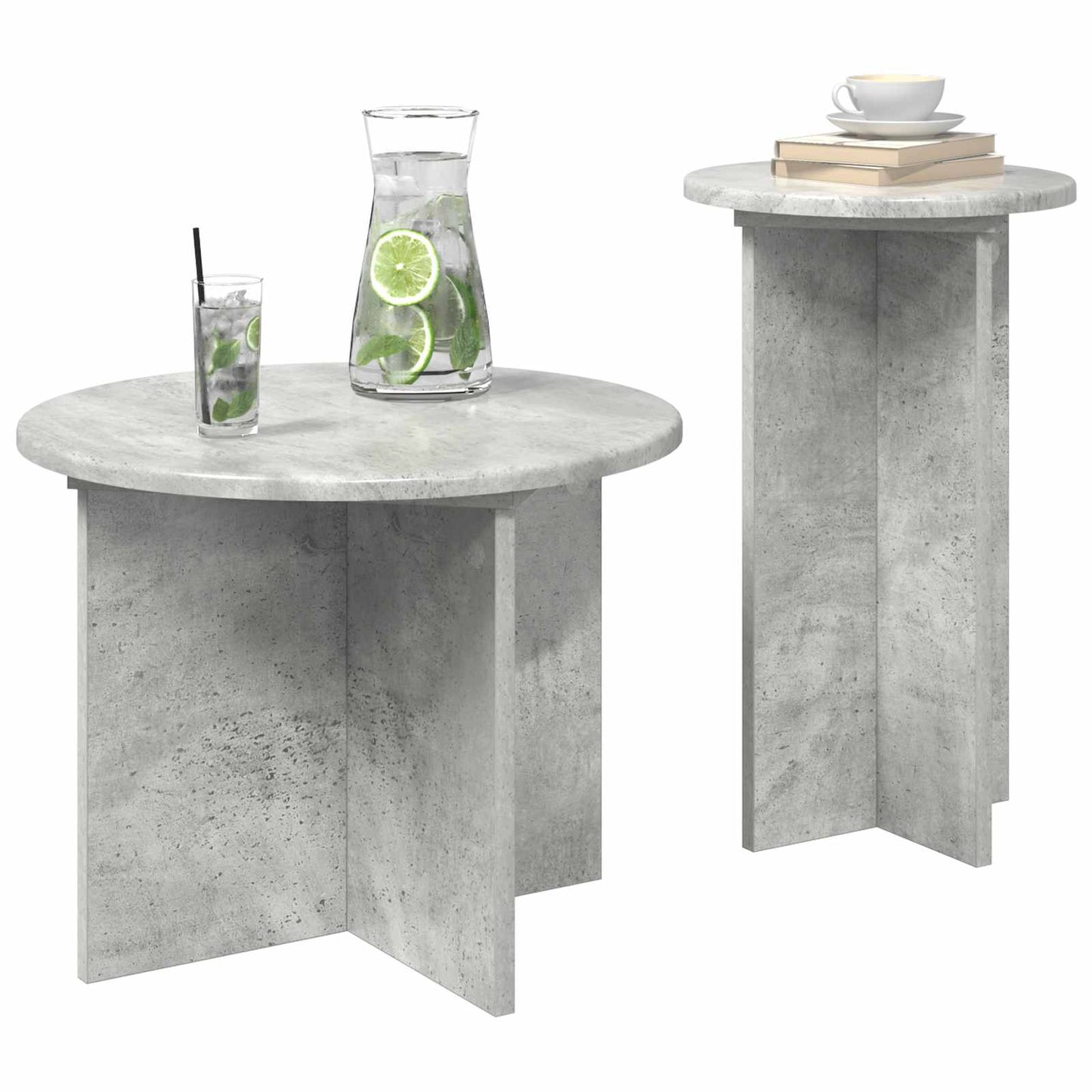 Side Table Set with Storage 2 pcs Concrete Grey Engineered Wood