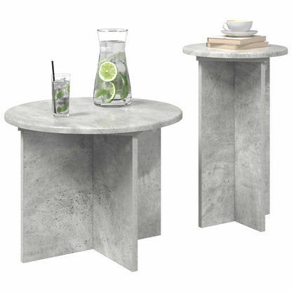 Side Table Set with Storage 2 pcs Concrete Grey Engineered Wood