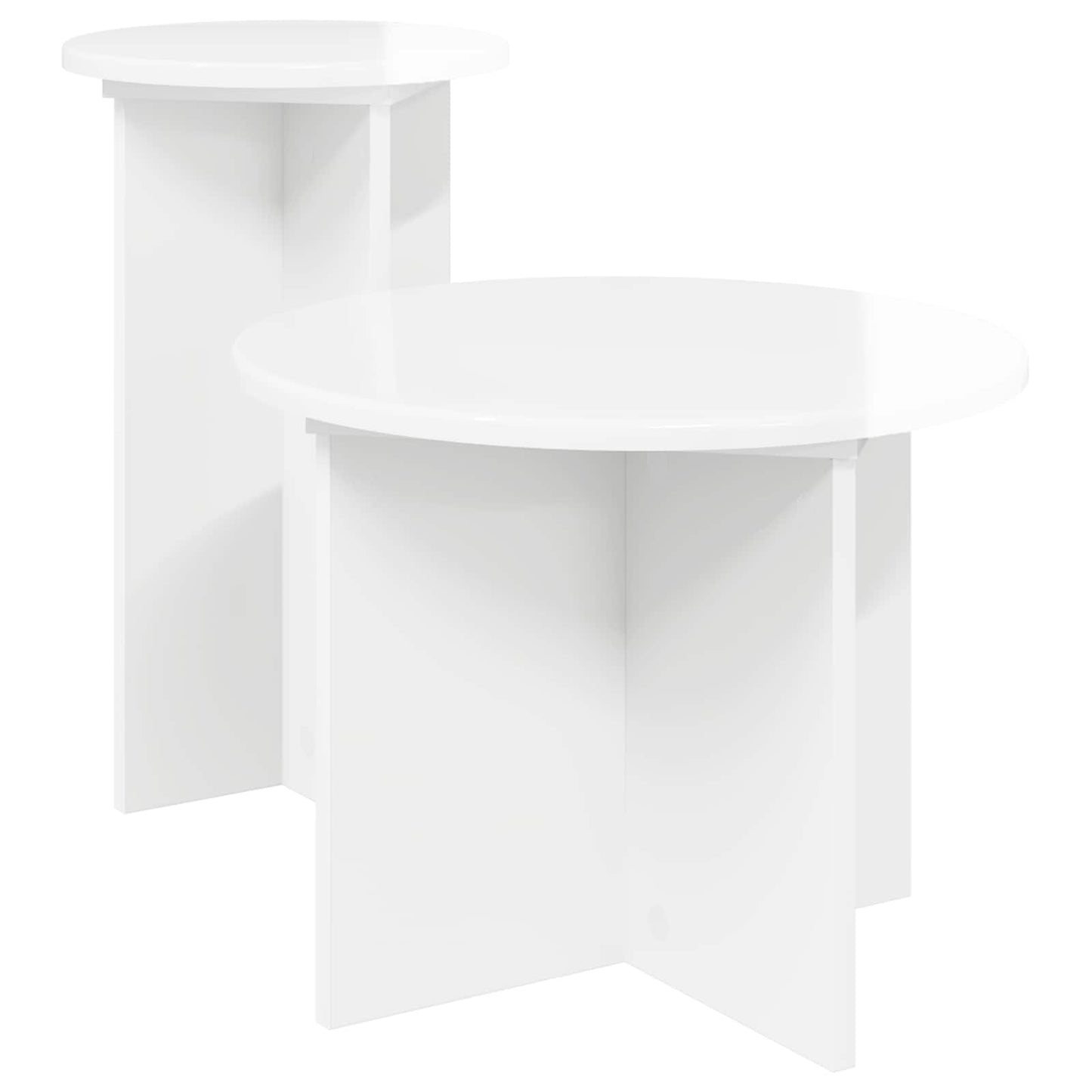 Side Table Set 2 pcs High Gloss White Engineered Wood