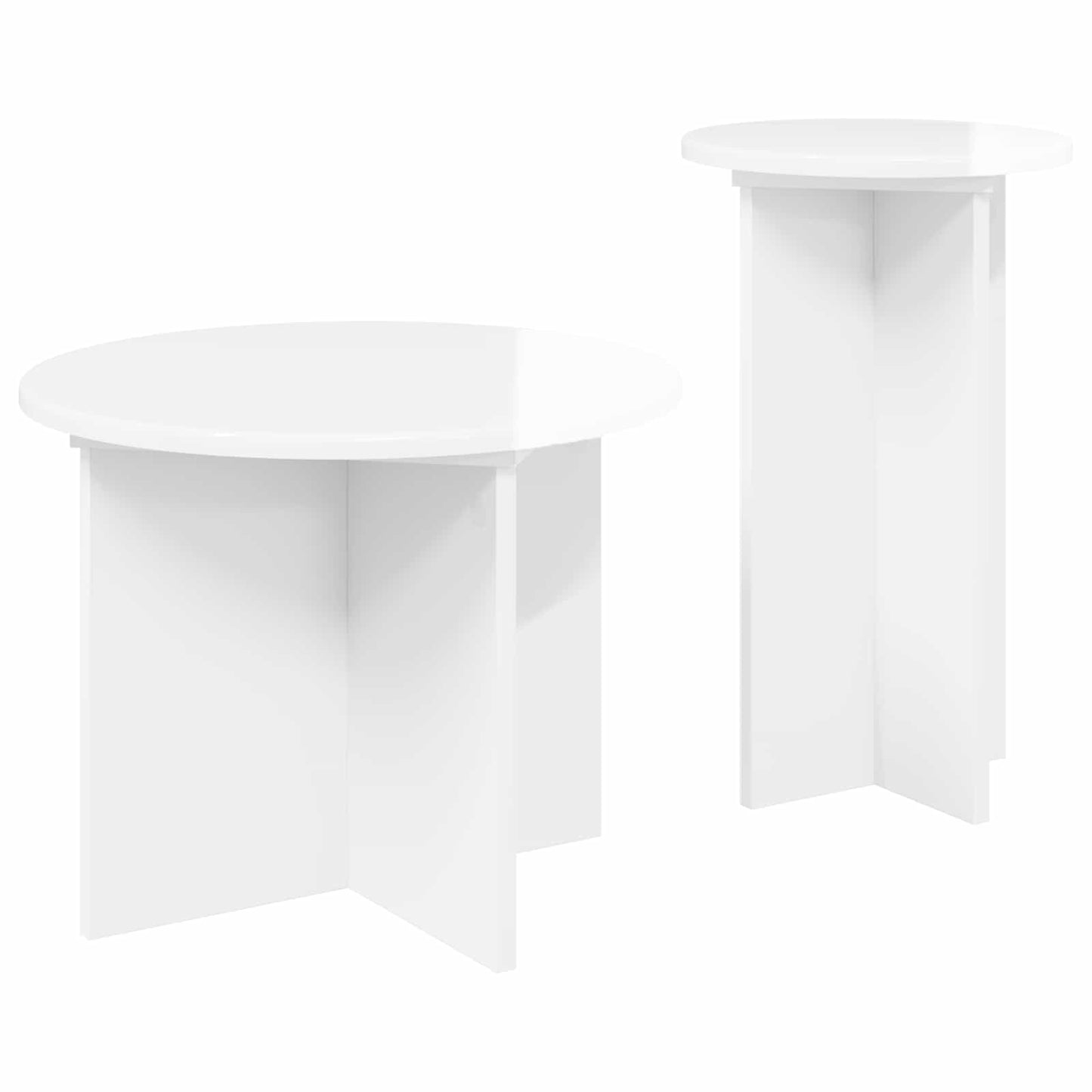 Side Table Set 2 pcs High Gloss White Engineered Wood