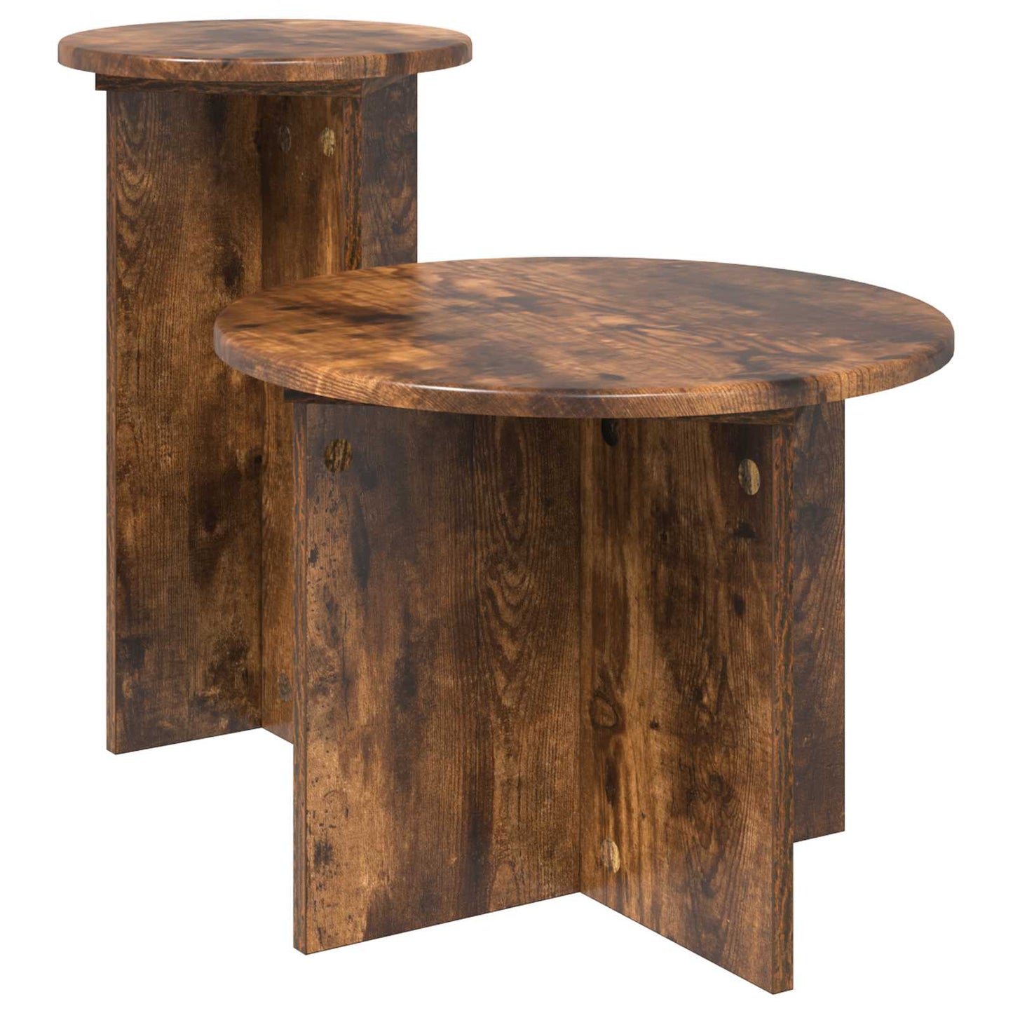 Side Table Set 2 pcs Smoked Oak Ø 45 x 35 cm Engineered Wood